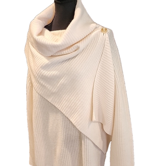 Haven Well Within Cream Turtleneck Shawl Sweater NWOT Medium - Picture 2 of 9
